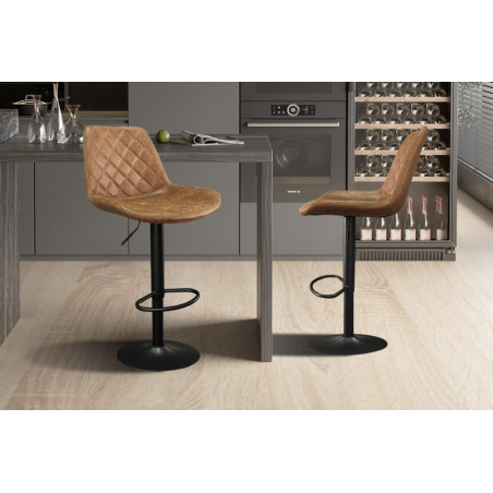 MERLOT, tabouret de bar hauteur 89-110 cm - simili cuir - hauteur réglable - 2 coloris