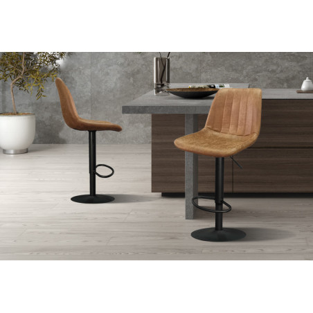 CHABLIS, tabouret de bar hauteur 89-110 cm - simili cuir - hauteur réglable - 2 coloris