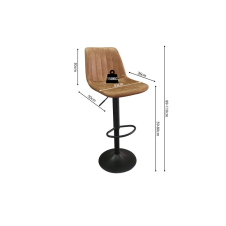 CHABLIS, tabouret de bar hauteur 89-110 cm - simili cuir - hauteur réglable - 2 coloris