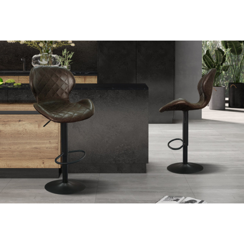 MUSCAT, tabouret de bar hauteur 90-111 cm - simili cuir - hauteur réglable - 2 coloris