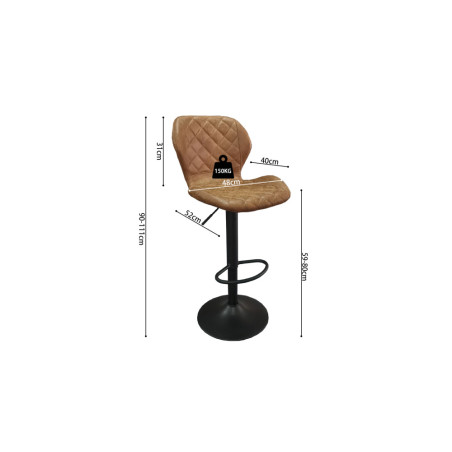 MUSCAT, tabouret de bar hauteur 90-111 cm - simili cuir - hauteur réglable - 2 coloris