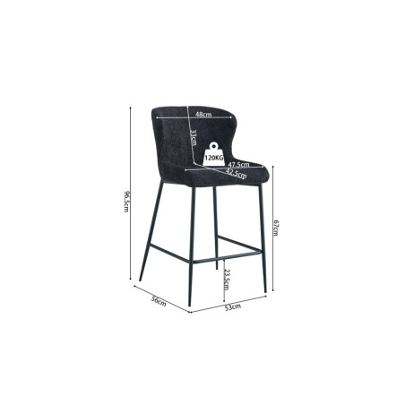 LISERON, chaise de comptoir hauteur 96,5 cm - tissu bouclette - 4 coloris