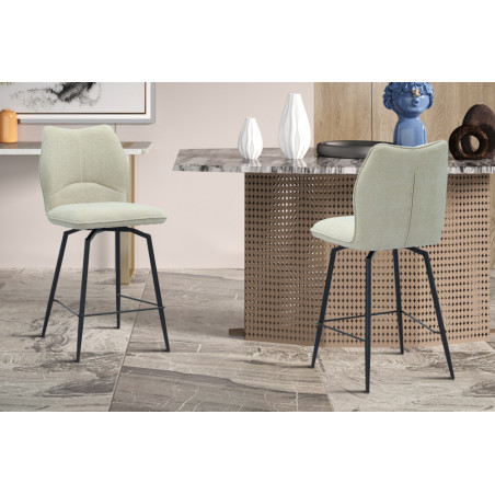 LAURIER, chaise de comptoir hauteur 103 cm - tissu doux - assise pivotante - 5 coloris