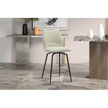 LAURIER, chaise de comptoir hauteur 103 cm - tissu doux - assise pivotante - 5 coloris