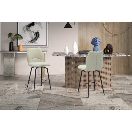 LAURIER, chaise de comptoir hauteur 103 cm - tissu doux - assise pivotante - 5 coloris