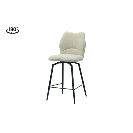 LAURIER, chaise de comptoir hauteur 103 cm - tissu doux - assise pivotante - 5 coloris