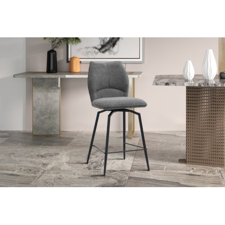 LAURIER, chaise de comptoir hauteur 103 cm - tissu doux - assise pivotante - 5 coloris