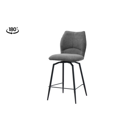 LAURIER, chaise de comptoir hauteur 103 cm - tissu doux - assise pivotante - 5 coloris