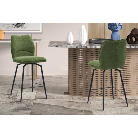 LAURIER, chaise de comptoir hauteur 103 cm - tissu doux - assise pivotante - 5 coloris