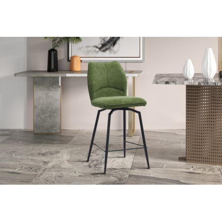 LAURIER, chaise de comptoir hauteur 103 cm - tissu doux - assise pivotante - 5 coloris