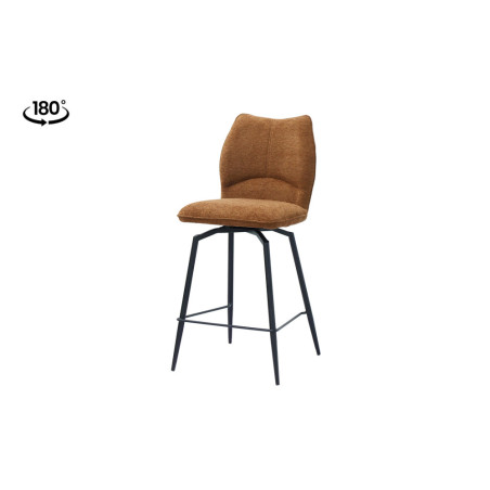 LAURIER, chaise de comptoir hauteur 103 cm - tissu doux - assise pivotante - 5 coloris
