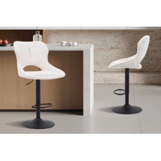 MURIER, chaise de bar hauteur 100-121 cm - tissu doux - hauteur réglable - pieds en métal noir - 7 coloris