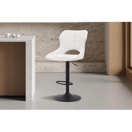 MURIER, chaise de bar hauteur 100-121 cm - tissu doux - hauteur réglable - pieds en métal noir - 7 coloris
