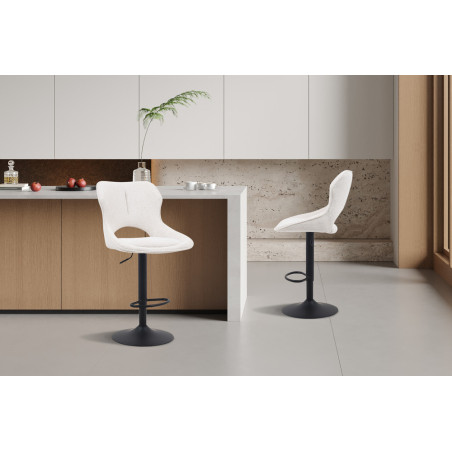 MURIER, chaise de bar hauteur 100-121 cm - tissu doux - hauteur réglable - pieds en métal noir - 7 coloris