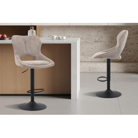 MURIER, chaise de bar hauteur 100-121 cm - tissu doux - hauteur réglable - pieds en métal noir - 7 coloris