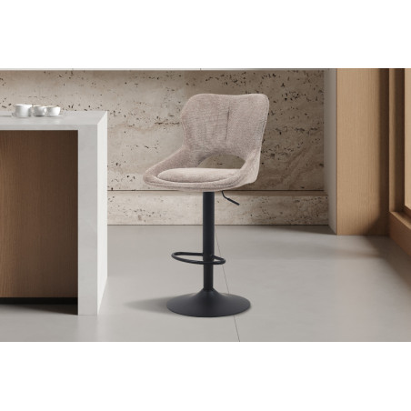 MURIER, chaise de bar hauteur 100-121 cm - tissu doux - hauteur réglable - pieds en métal noir - 7 coloris