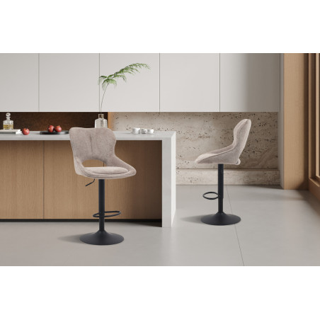 MURIER, chaise de bar hauteur 100-121 cm - tissu doux - hauteur réglable - pieds en métal noir - 7 coloris