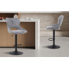 MURIER, chaise de bar hauteur 100-121 cm - tissu doux - hauteur réglable - pieds en métal noir - 7 coloris
