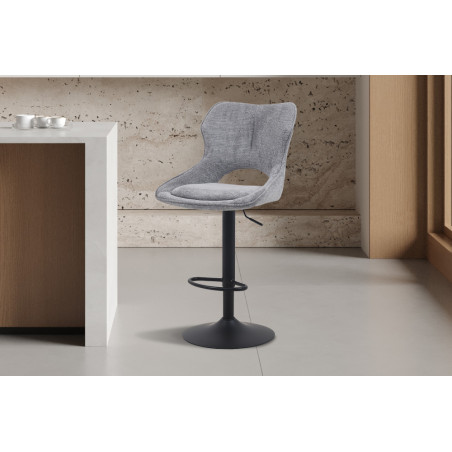 MURIER, chaise de bar hauteur 100-121 cm - tissu doux - hauteur réglable - pieds en métal noir - 7 coloris