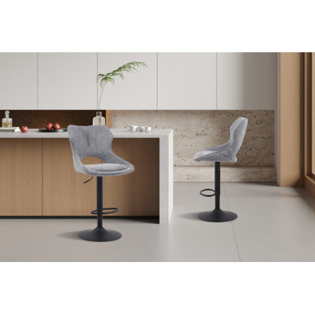 MURIER, chaise de bar hauteur 100-121 cm - tissu doux - hauteur réglable - pieds en métal noir - 7 coloris