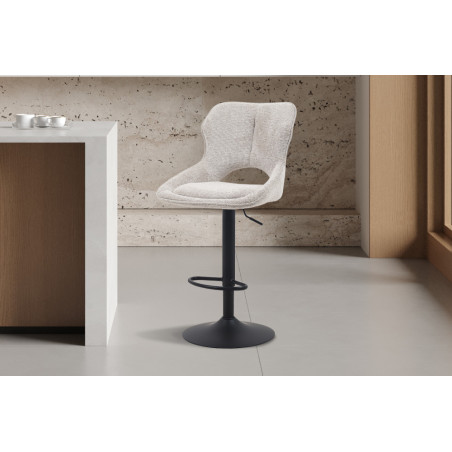 MURIER, chaise de bar hauteur 100-121 cm - tissu doux - hauteur réglable - pieds en métal noir - 7 coloris