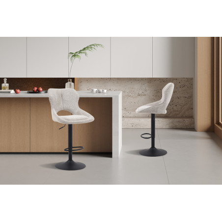 MURIER, chaise de bar hauteur 100-121 cm - tissu doux - hauteur réglable - pieds en métal noir - 7 coloris