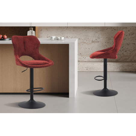 MURIER, chaise de bar hauteur 100-121 cm - tissu doux - hauteur réglable - pieds en métal noir - 7 coloris