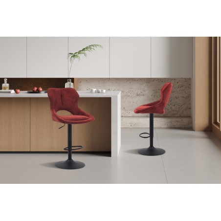 MURIER, chaise de bar hauteur 100-121 cm - tissu doux - hauteur réglable - pieds en métal noir - 7 coloris
