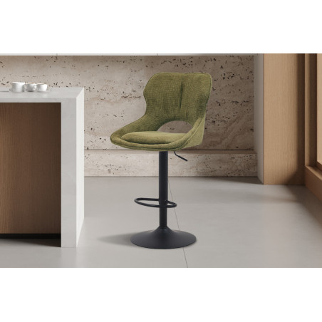 MURIER, chaise de bar hauteur 100-121 cm - tissu doux - hauteur réglable - pieds en métal noir - 7 coloris