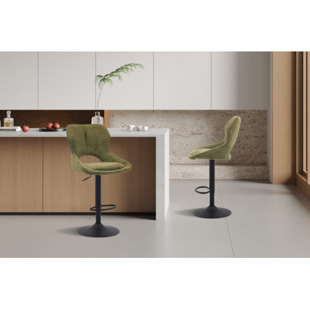 MURIER, chaise de bar hauteur 100-121 cm - tissu doux - hauteur réglable - pieds en métal noir - 7 coloris
