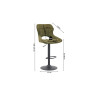 MURIER, chaise de bar hauteur 100-121 cm - tissu doux - hauteur réglable - pieds en métal noir - 7 coloris