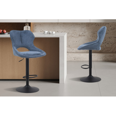 MURIER, chaise de bar hauteur 100-121 cm - tissu doux - hauteur réglable - pieds en métal noir - 7 coloris