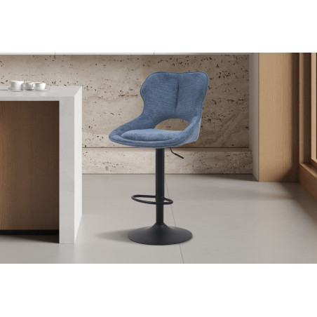 MURIER, chaise de bar hauteur 100-121 cm - tissu doux - hauteur réglable - pieds en métal noir - 7 coloris