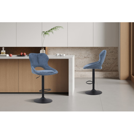 MURIER, chaise de bar hauteur 100-121 cm - tissu doux - hauteur réglable - pieds en métal noir - 7 coloris