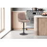 SABLON, chaise de bar hauteur 100-121 cm - tissu doux - assise pivotante - 5 coloris