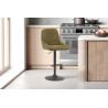 SABLON, chaise de bar hauteur 100-121 cm - tissu doux - assise pivotante - 5 coloris