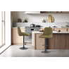 SABLON, chaise de bar hauteur 100-121 cm - tissu doux - assise pivotante - 5 coloris