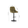 SABLON, chaise de bar hauteur 100-121 cm - tissu doux - assise pivotante - 5 coloris