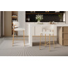 COTON, chaise de comptoir hauteur 92 cm - tissu doux - pieds effet bois - 4 coloris