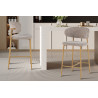 COTON, chaise de comptoir hauteur 92 cm - tissu doux - pieds effet bois - 4 coloris