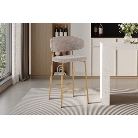 COTON, chaise de comptoir hauteur 92 cm - tissu doux - pieds effet bois - 4 coloris