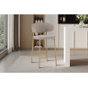 COTON, chaise de comptoir hauteur 92 cm - tissu doux - pieds effet bois - 4 coloris