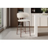 COTON, chaise de comptoir hauteur 92 cm - tissu doux - pieds effet bois - 4 coloris