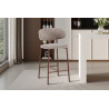 COTON, chaise de comptoir hauteur 92 cm - tissu doux - pieds effet bois - 4 coloris