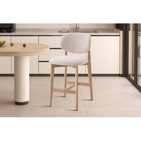 CAMELIA, chaise de comptoir hauteur 94,5 cm - bois massif et tissu - 2 coloris