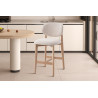 CAMELIA, chaise de comptoir hauteur 94,5 cm - bois massif et tissu - 2 coloris