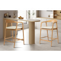 CLEMATITE, chaise de comptoir hauteur 94,5 cm - bois massif et tissu - 2 coloris