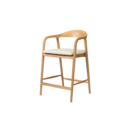 CLEMATITE, chaise de comptoir hauteur 94,5 cm - bois massif et tissu - 2 coloris