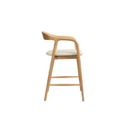 CLEMATITE, chaise de comptoir hauteur 94,5 cm - bois massif et tissu - 2 coloris