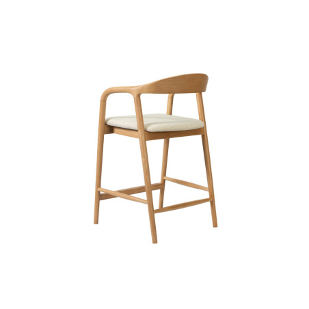 CLEMATITE, chaise de comptoir hauteur 94,5 cm - bois massif et tissu - 2 coloris